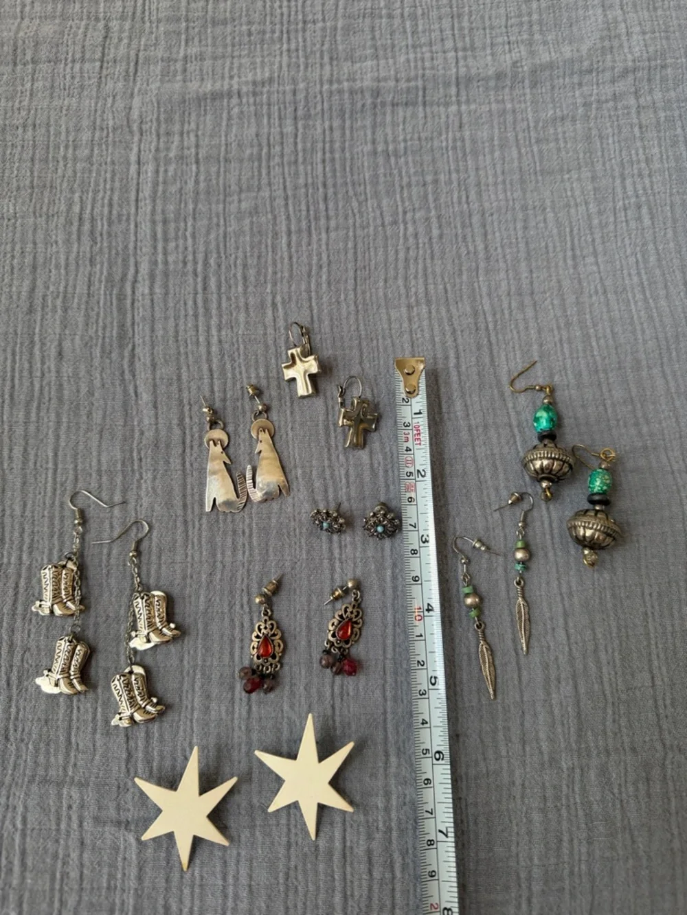 Mixed Women’s Earring Set - Silver, Turquoise, Red  EUC 8 Pairs